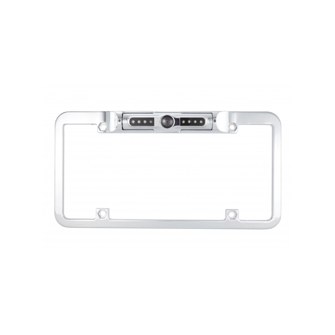 EchoMaster CAM-LF2C-N, 1/4" CMOS Chrome Full Frame License Plate Video Camera w/ Night Vision & Parking Lines