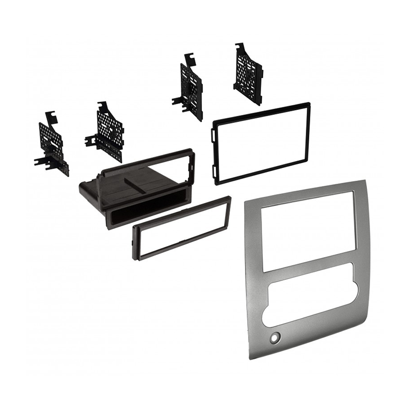 American International NDK7523, 2008-2012 Nissan Titan Single DIN / ISO w/ Pocket or Double DIN. w/ Silver Panel Dash Kit