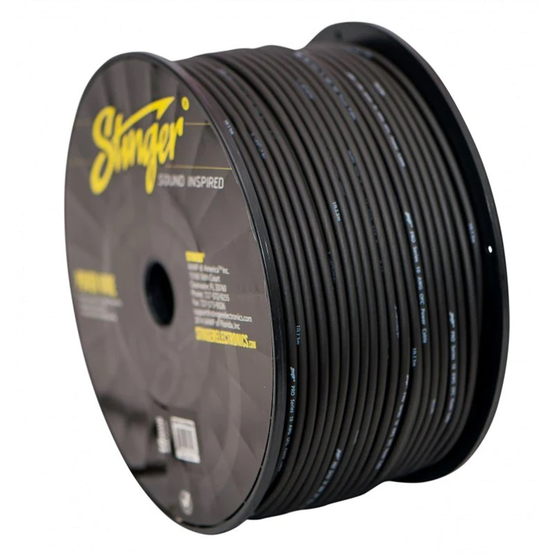Stinger SPW110TB500, Pro Series 10 Gauge OFC Black Power / Ground Wire - 500 Feet