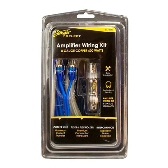 Stinger Select SS600XS, Amp Kit W/Blue Twisted RCA & Satin ACC W/AGU Fuse - 600W