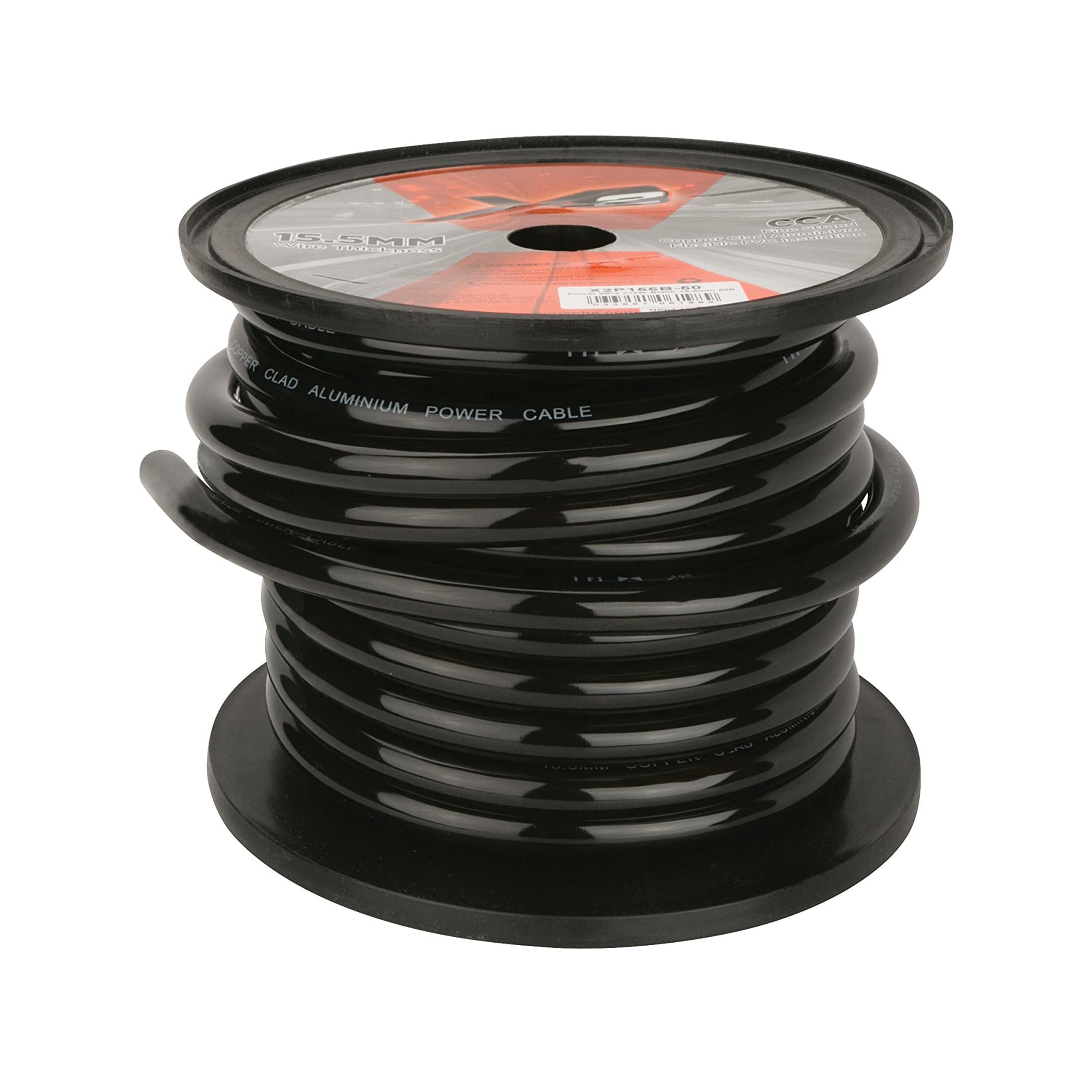 X2 by Scosche X2P155B-50, 15.5mm Black Power Wire Spool - 50 Ft.