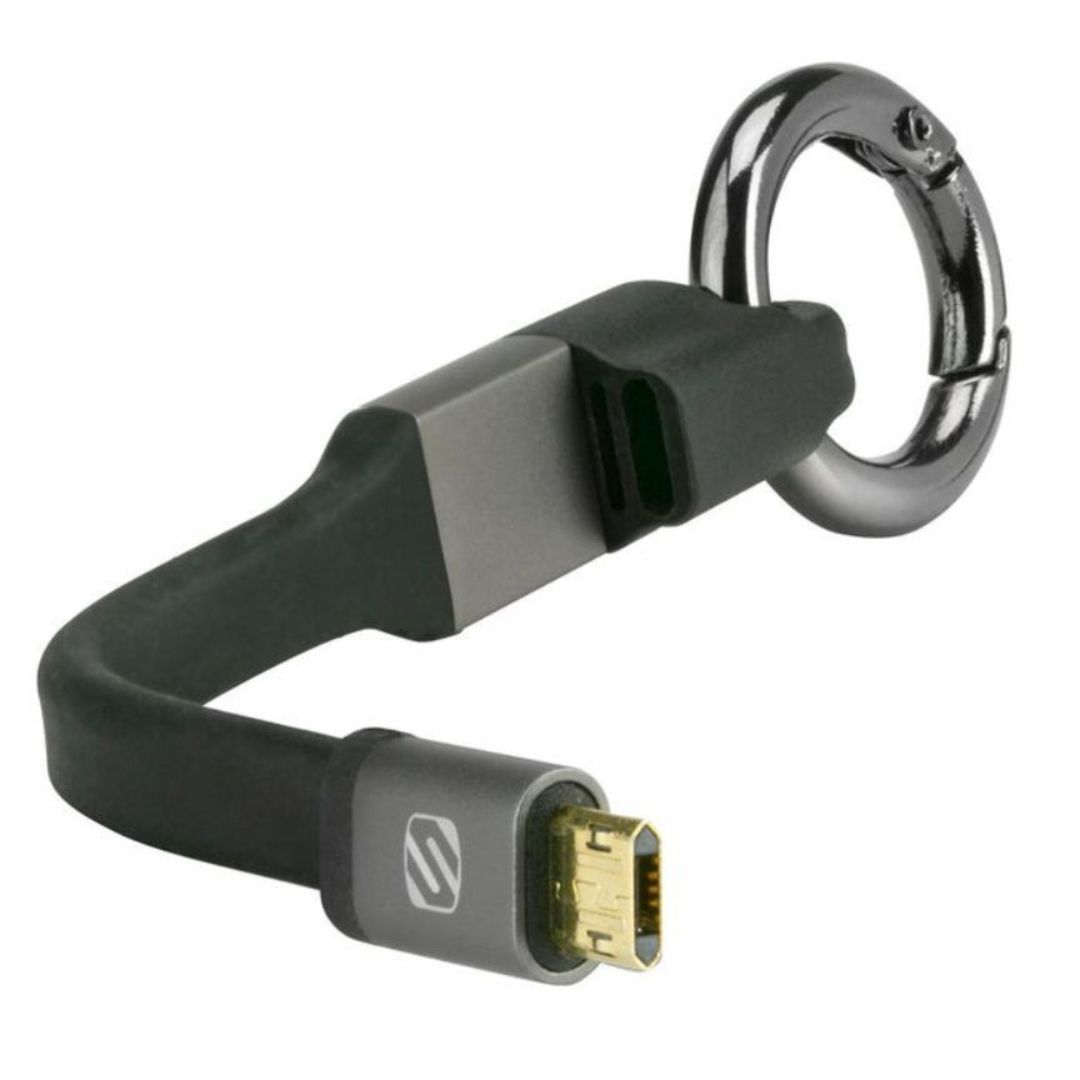 Scosche EZCS, 2In1 Carabiner w/Ez Tip Charge & Sync Cable For Micro USB Devices