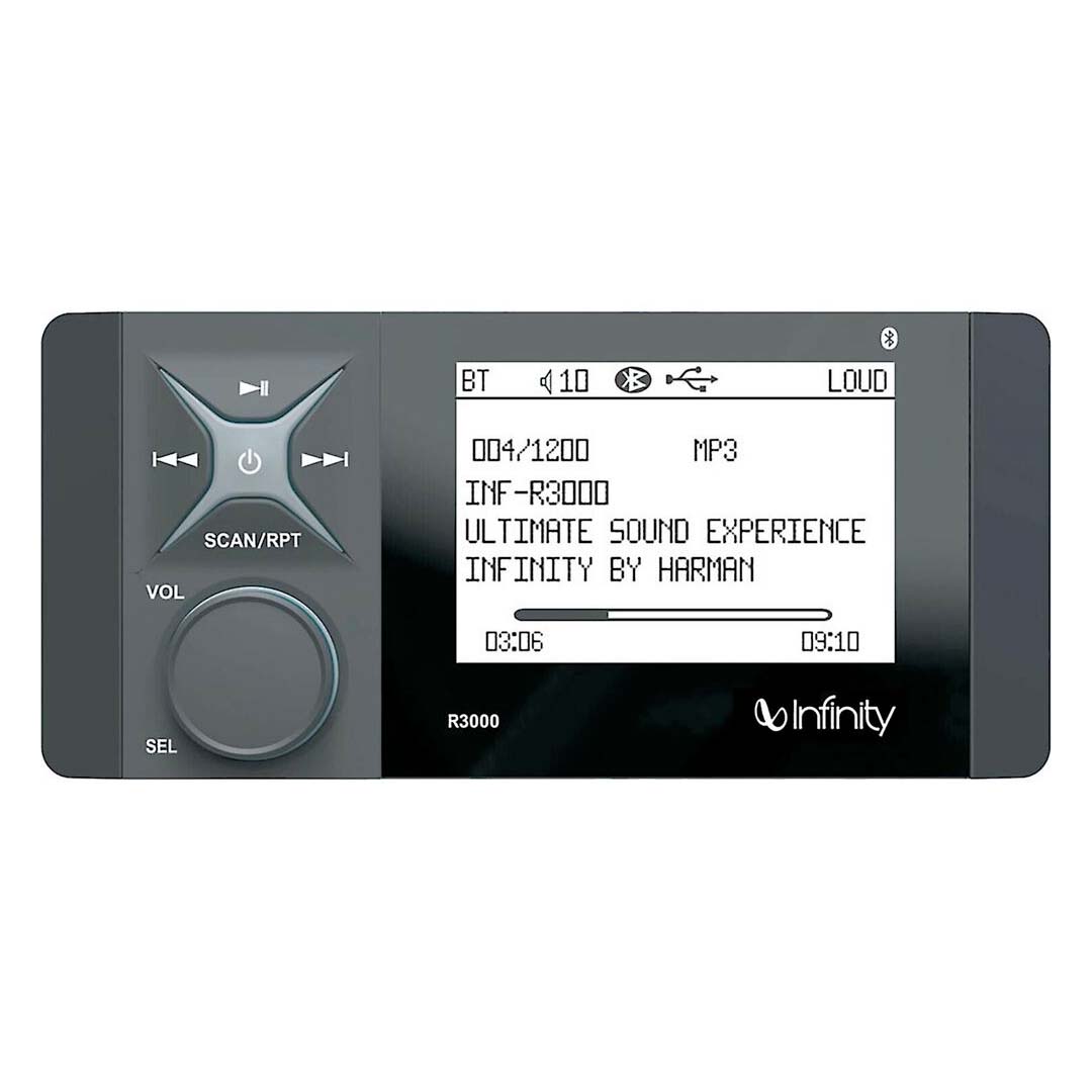 Infinity INF3000, AM/FM/USB/BT Marine Source Unit w/ 4" LCD