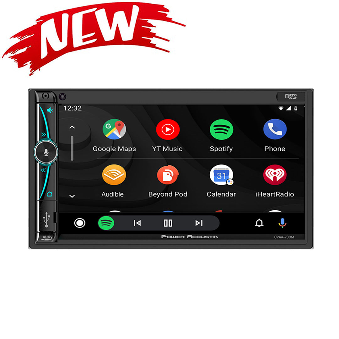 Power Acoustik CPAA-70DM, 7" Double DIN Digital Multimedia Receiver w/ Apple CarPlay and Android Auto (Does Not Play CDs / DVDs)