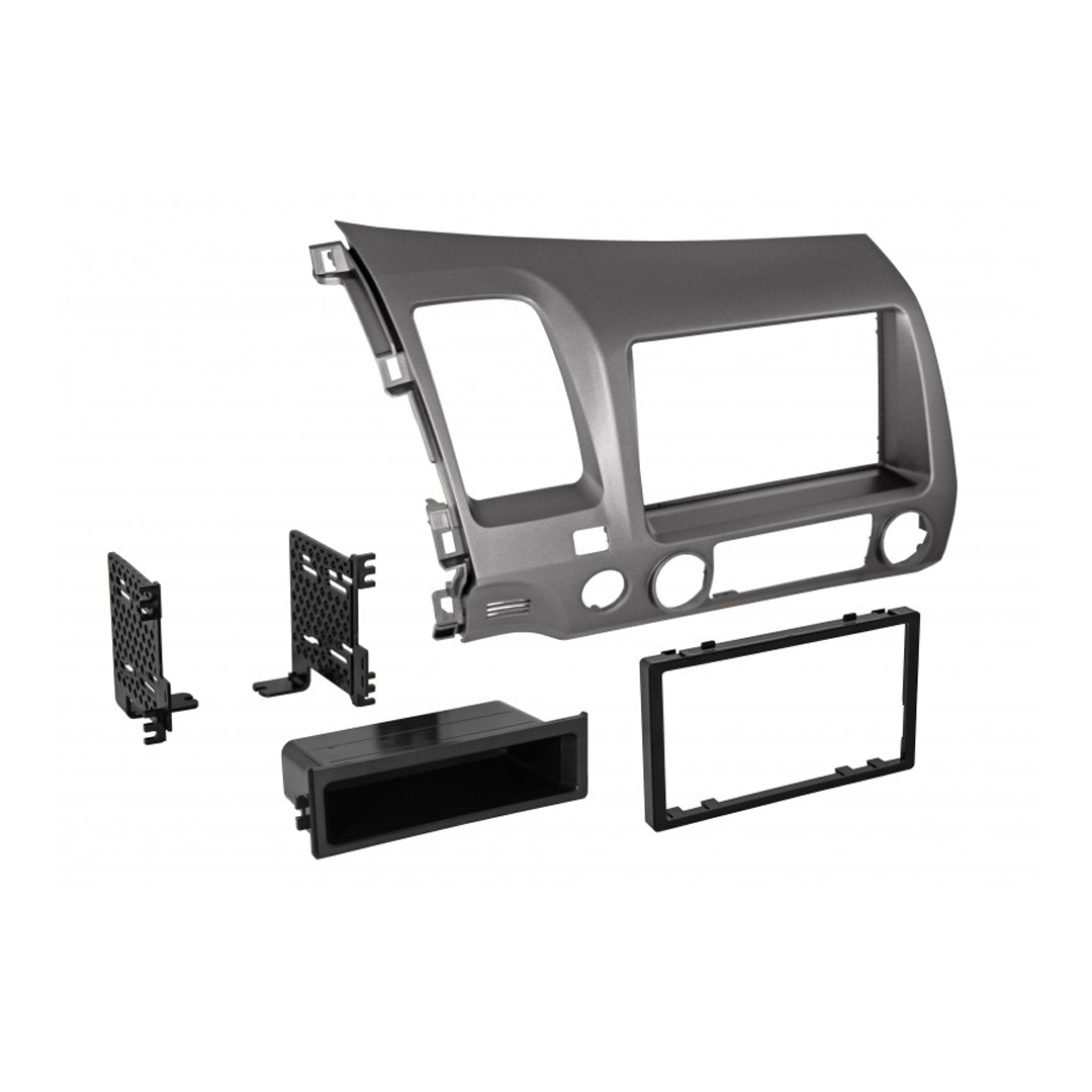 American International HONK838L, 2006-2011 Honda Civic Gun Metallic Taupe Single ISO w/ Pocket or Double DIN Dash Kit