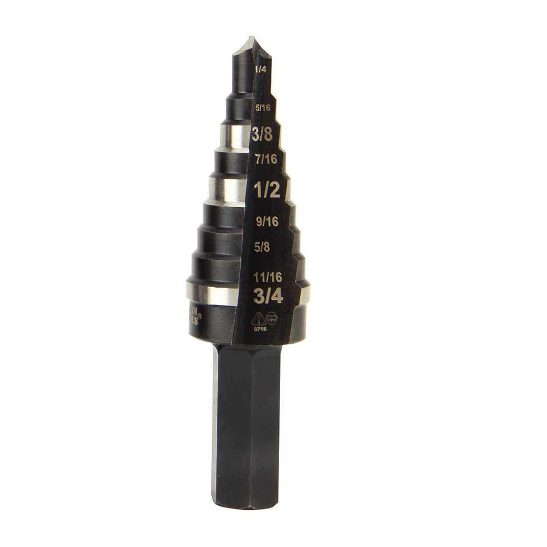 PAC KTSB03, Step Drill Bit #3 - Double-Fluted 9 Hole Sizes