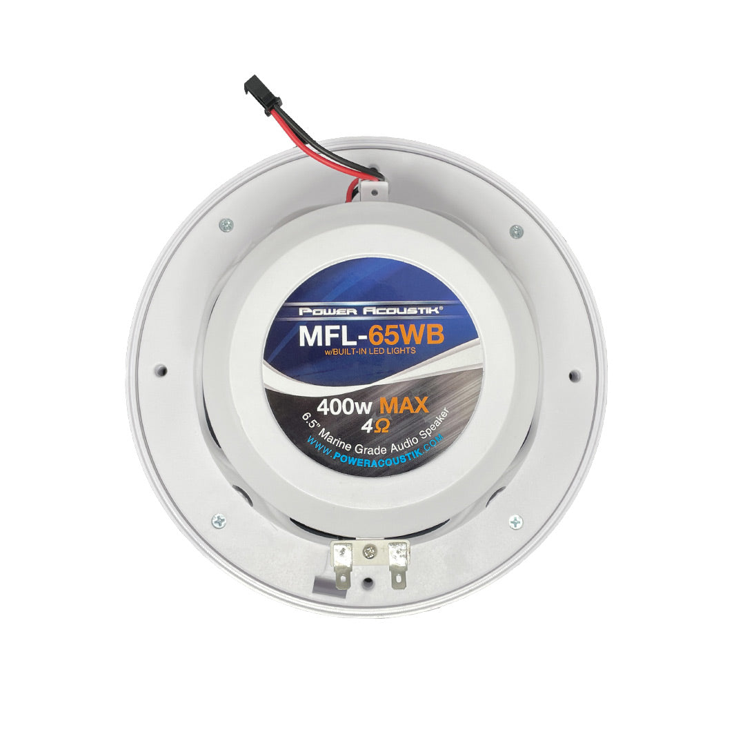 Power Acoustik MFL-65WB, 6.5″ Waterproof Marine Coaxial Speakers w/ Built-In LED - Black