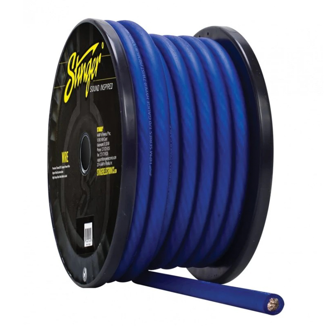 Stinger SHW10B, 1/0 Gauge Matte Blue Hyper-Flex Power / Ground Wire - 50 Feet