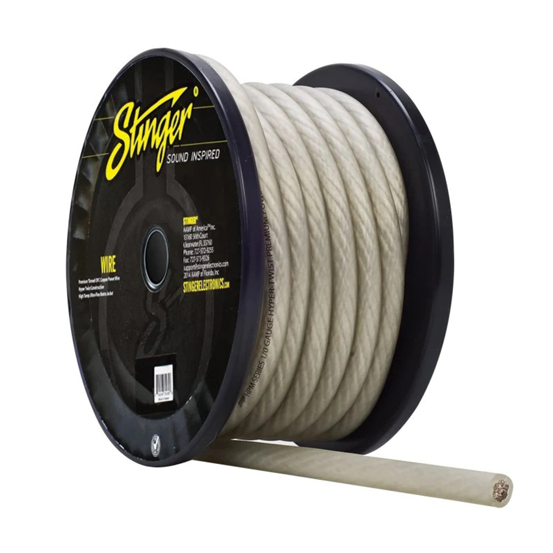 Stinger SHW10C, 1/0 Gauge Matte Clear Hyper-Flex Power / Ground Wire - 50 Feet
