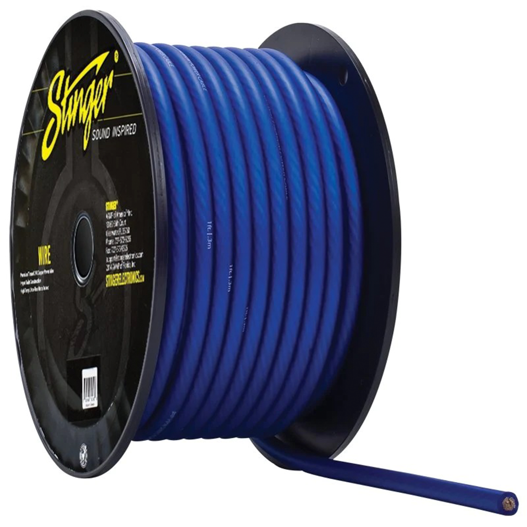 Stinger SHW14B, 4 Gauge Matte Blue Hyper-Flex Power / Ground Wire - 100 Feet
