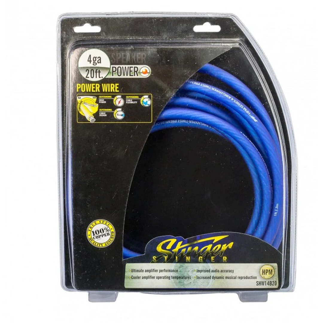 Stinger SHW14B20, 4 Gauge Matte Blue Hyper-Flex Power / Ground Wire - 20 Feet