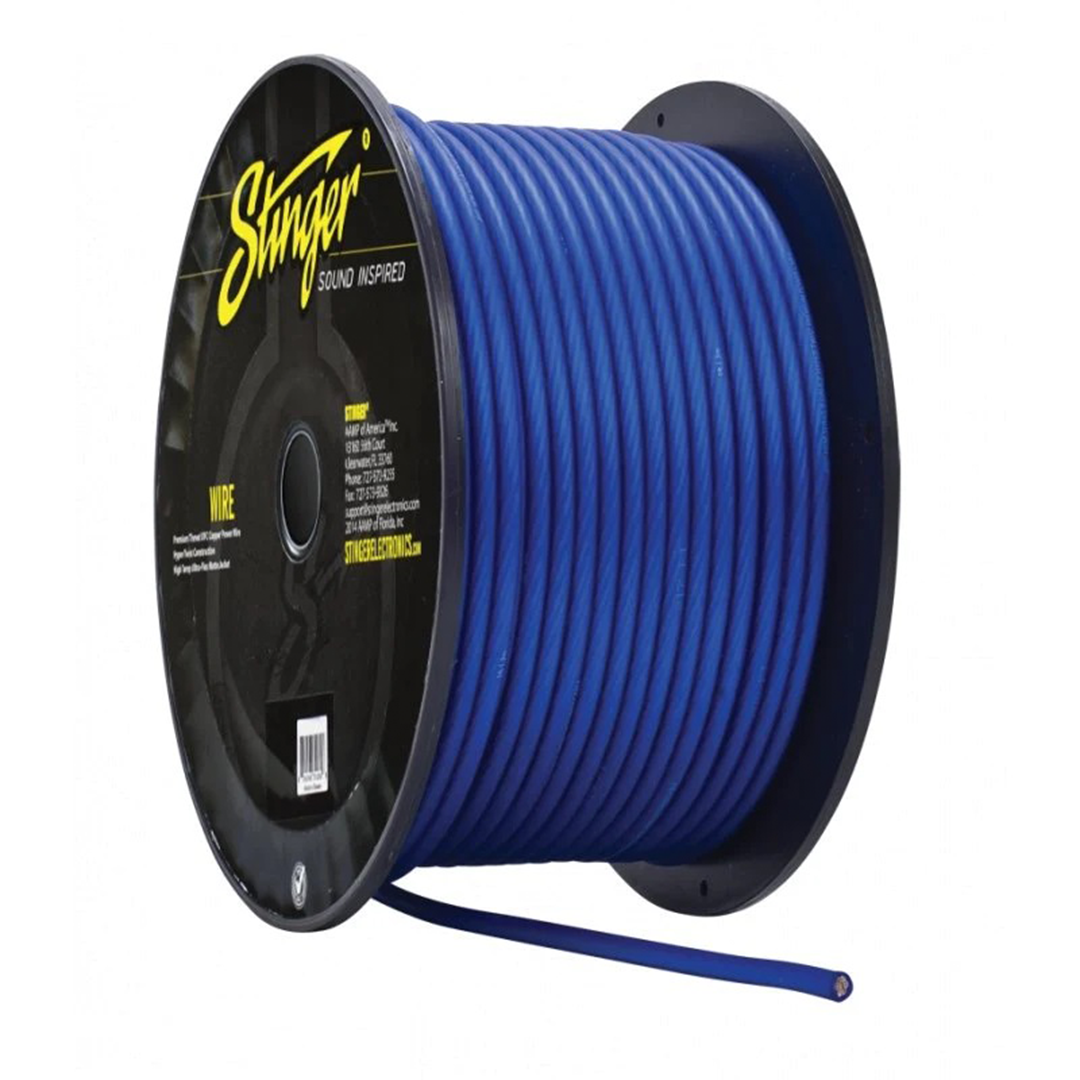 Stinger SHW18B, 8 Gauge Matte Blue Hyper-Flex Power / Ground Wire - 250 Feet