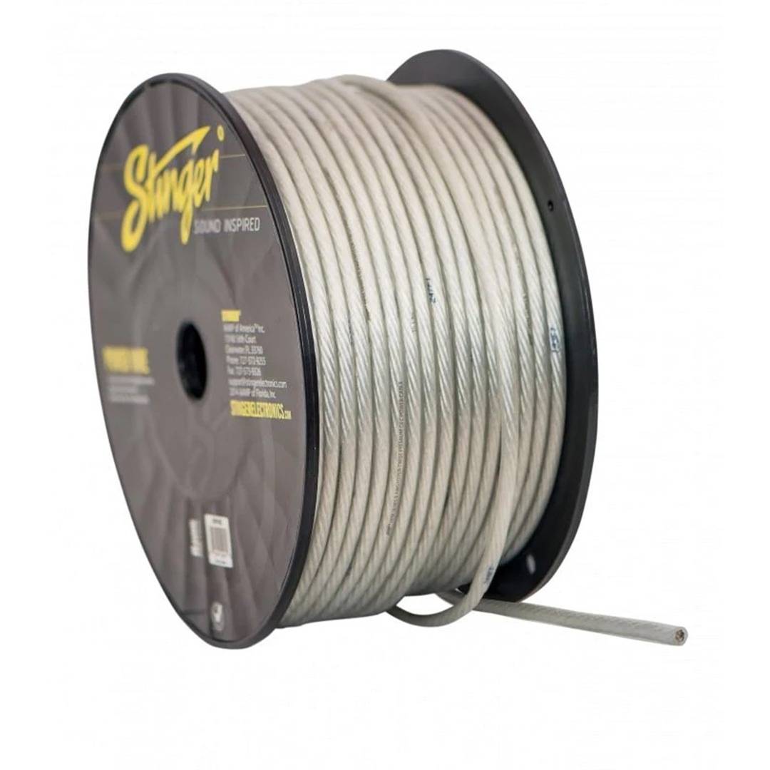 Stinger SHW18C, 8 Gauge Matte Clear Hyper-Flex Power / Ground Wire - 100 Feet