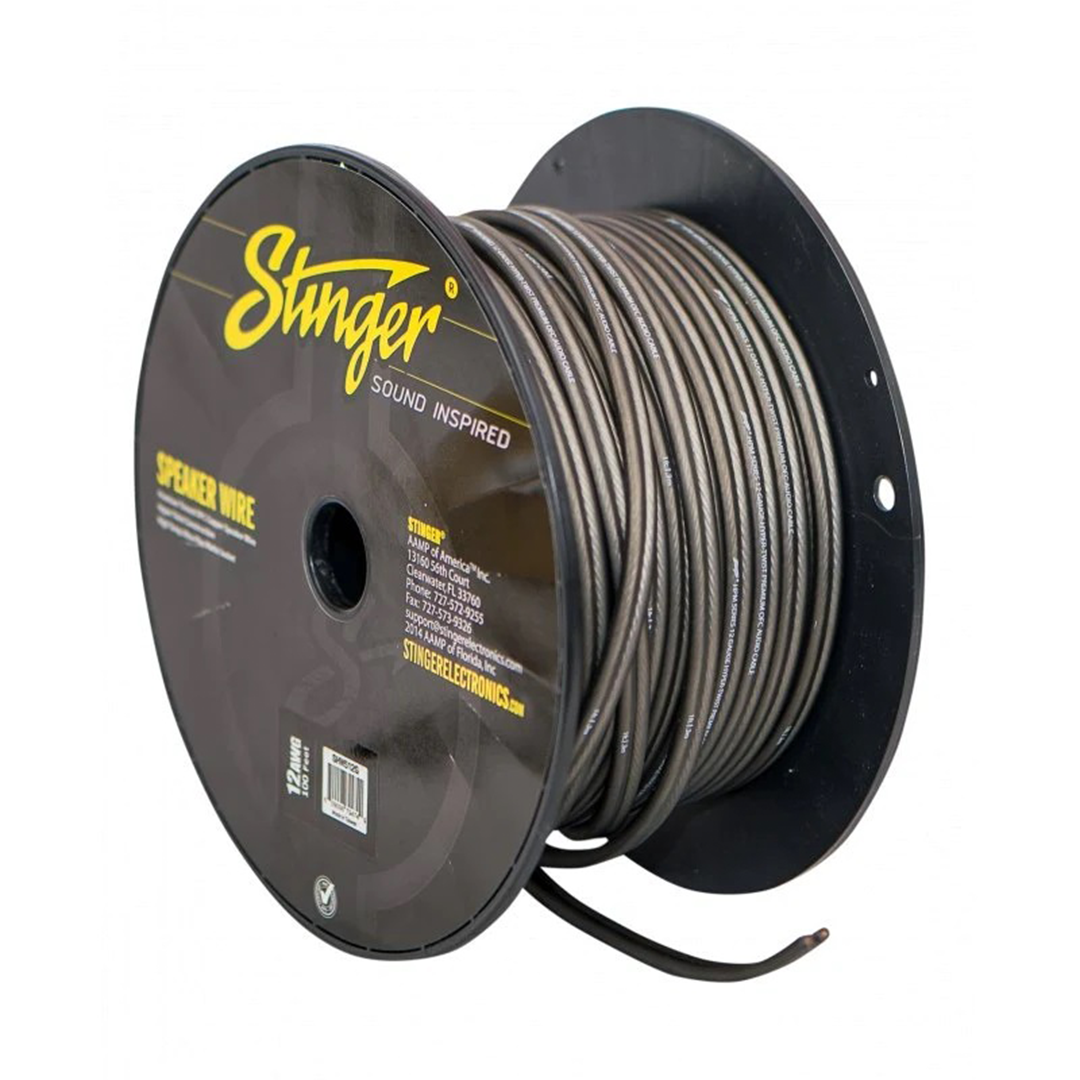 Stinger SHW512G, 12 Gauge Matte Gray Hyper-Flex Speaker Wire - 100 Feet