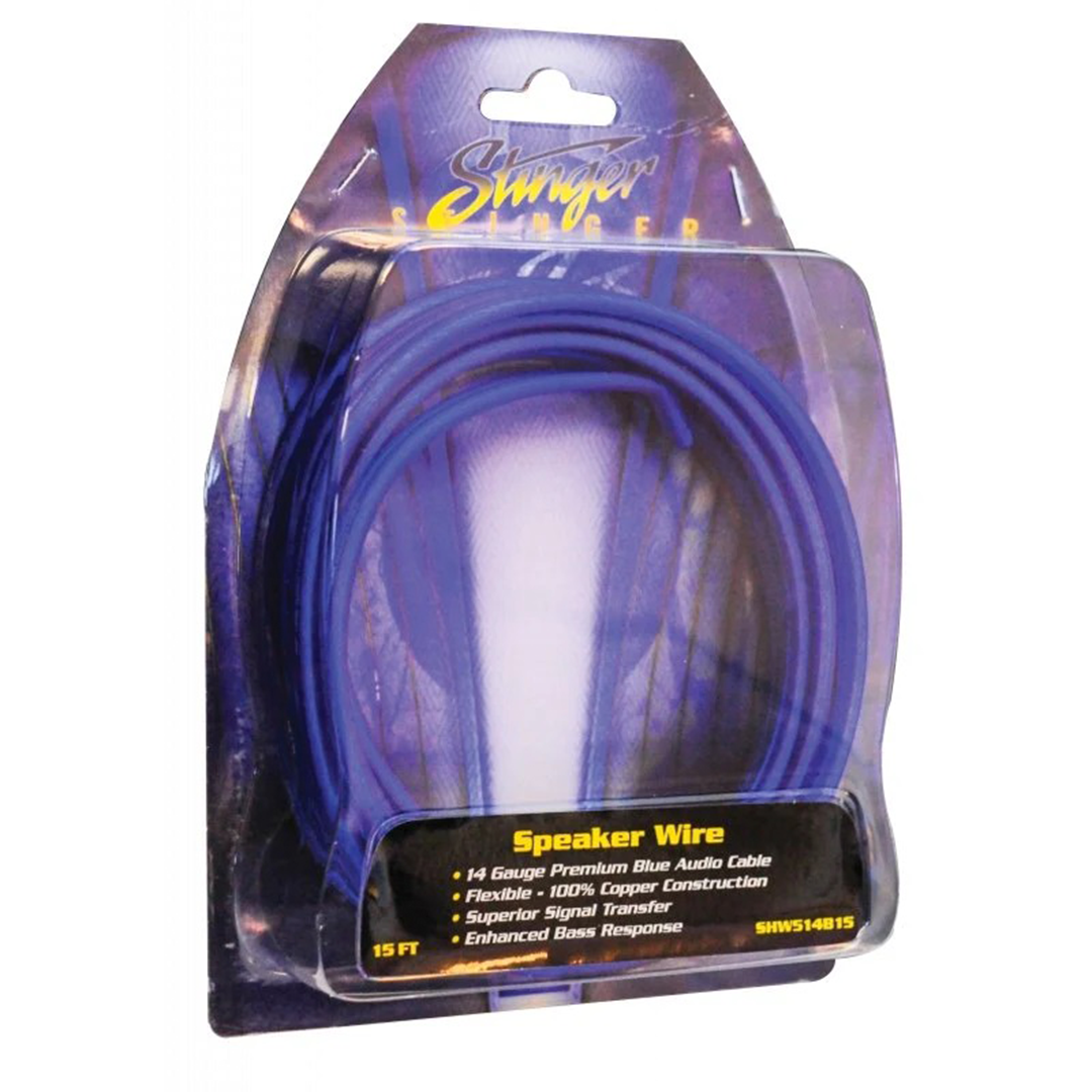 Stinger SHW514B15, 14 Gauge Matte Blue Hyper-Flex Speaker Wire - 15 Feet
