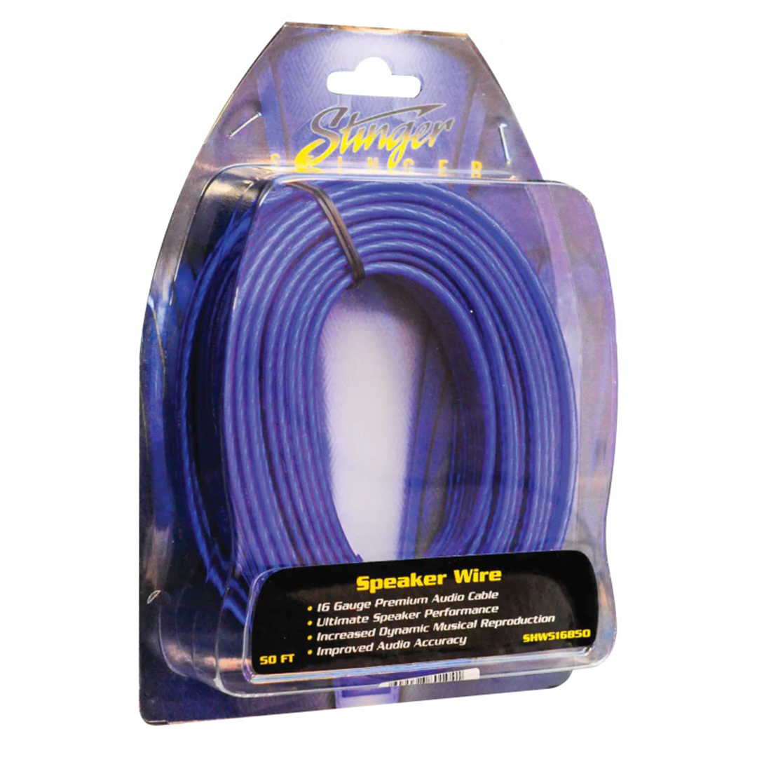 Stinger SHW516B50, 16 Gauge Matte Blue Hyper-Flex Speaker Wire - 50 Feet