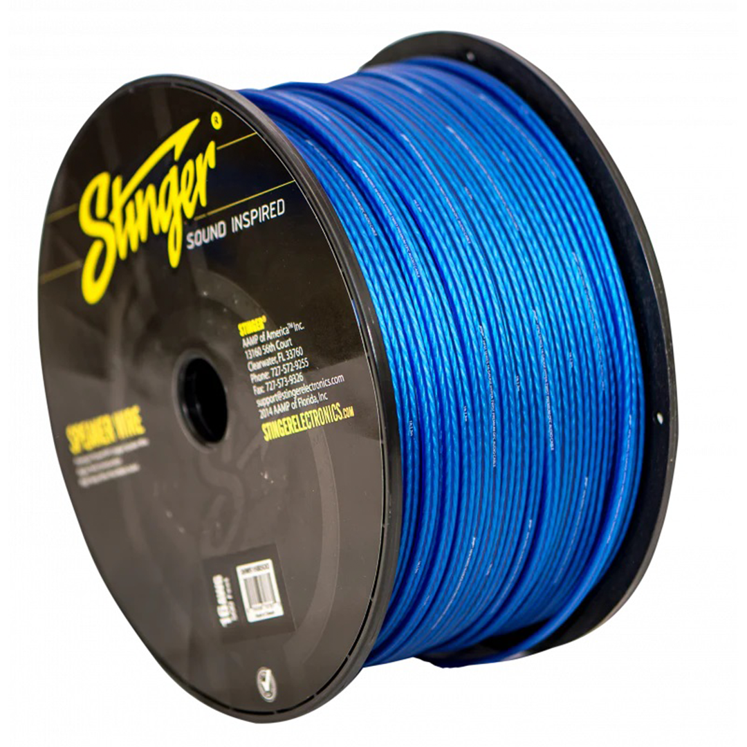 Stinger SHW516B500, 16 Gauge Matte Blue Hyper-Flex Speaker Wire - 500 Feet