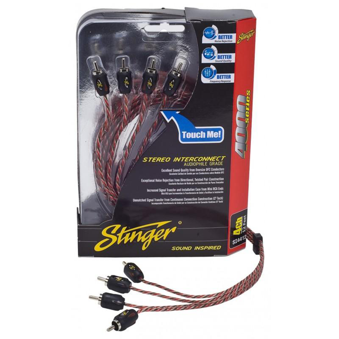 Stinger SI4412, 4000 Series 4 Channel Directional Twisted Pair RCA Cable - 12 Feet