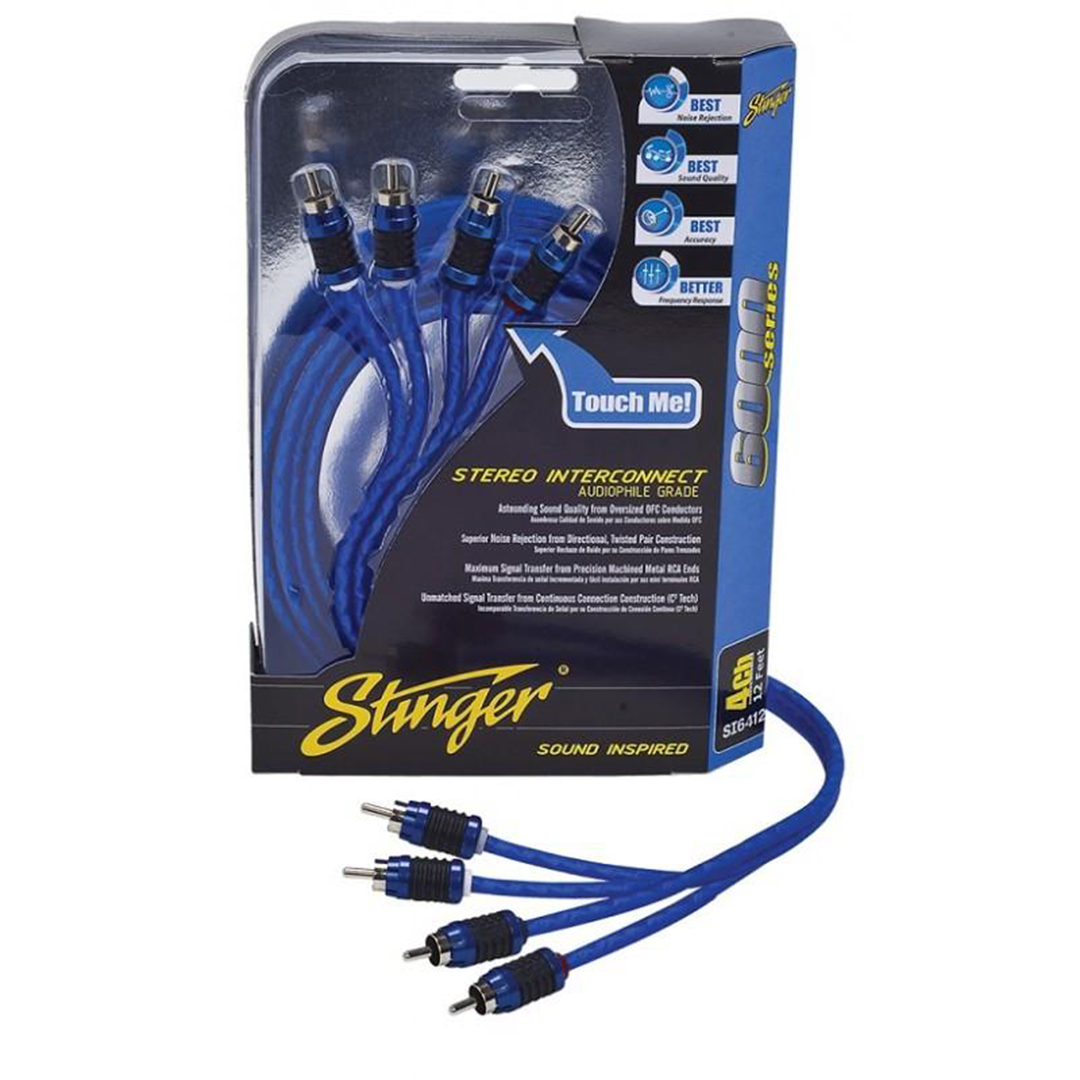 Stinger SI6412, 6000 Series 4 Channel Shielded Directional Twisted Pair RCA Cable - 12 Feet