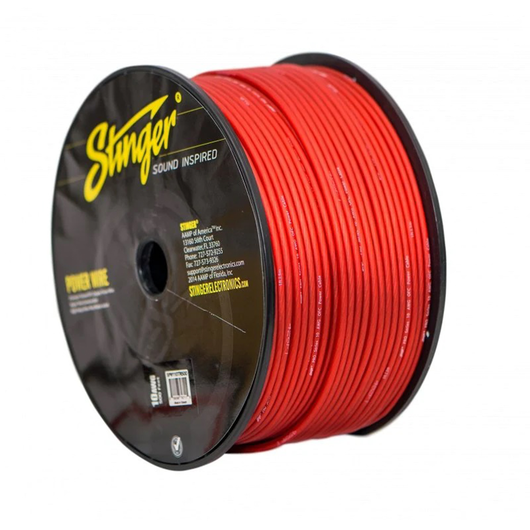 Stinger SPW110TR500, Pro Series 10 Gauge OFC Red Power / Ground Wire - 500 Feet