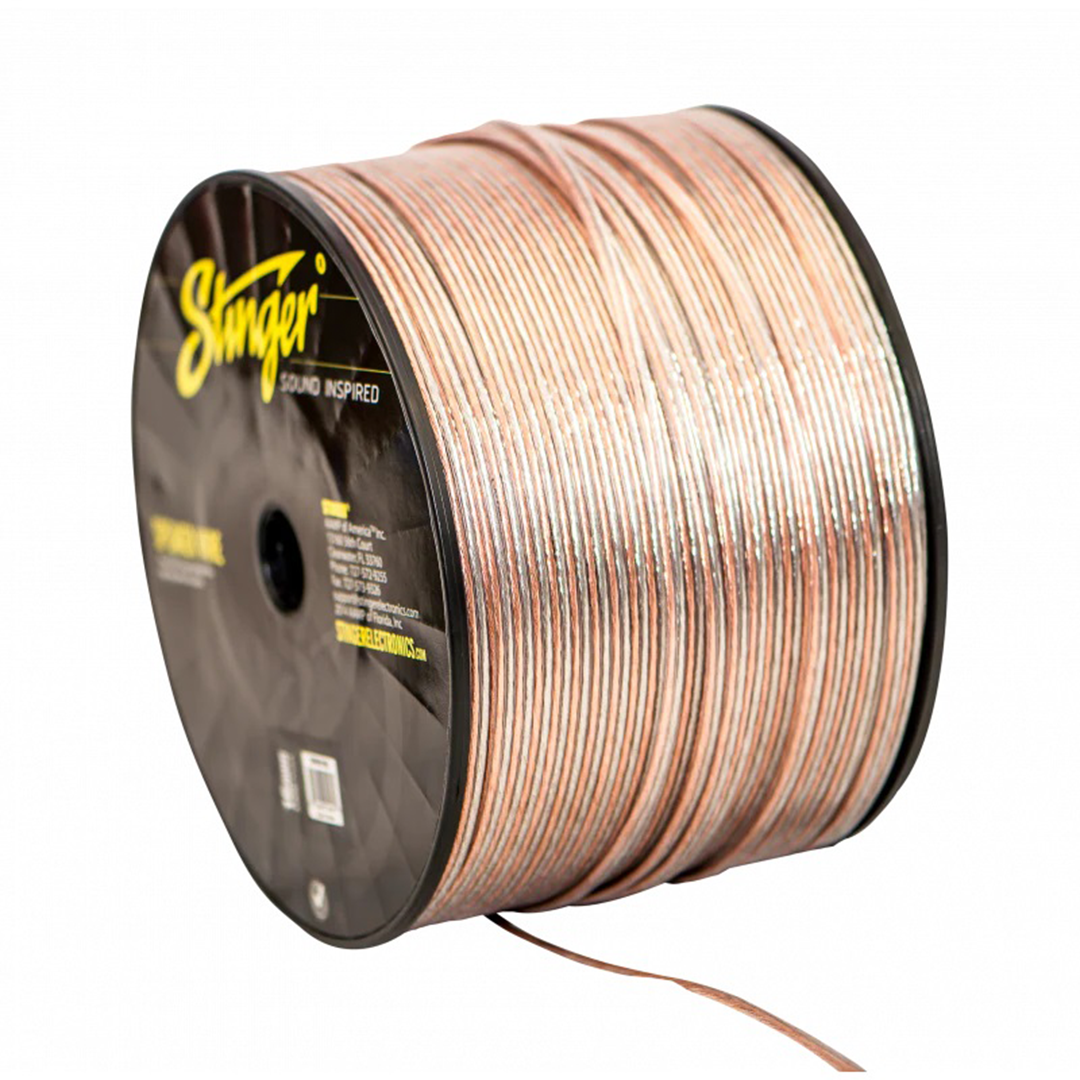 Stinger SPW516C500, Pro Series 16 Gauge OFC Clear Speaker Wire - 500 Feet