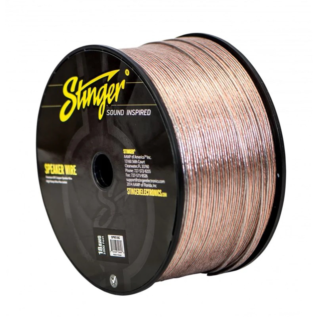 Stinger SPW518C, Pro Series 18 Gauge OFC Clear Speaker Wire - 1000 Feet