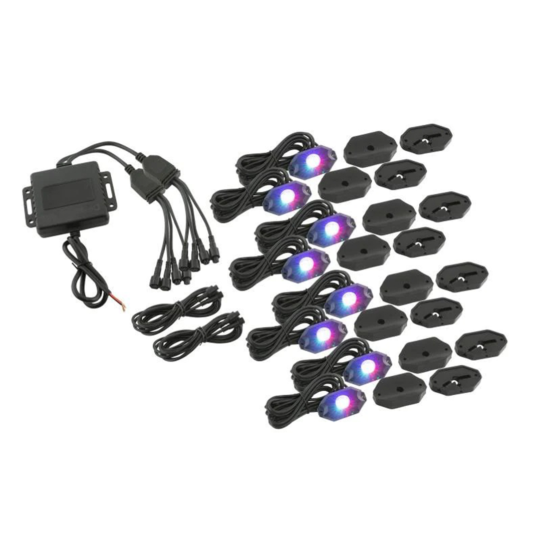 Stinger SPXRGBUBKIT8, Powersports IP65 RGB LED 8-Way App Controlled Underbody / Wheel Well Light Kit