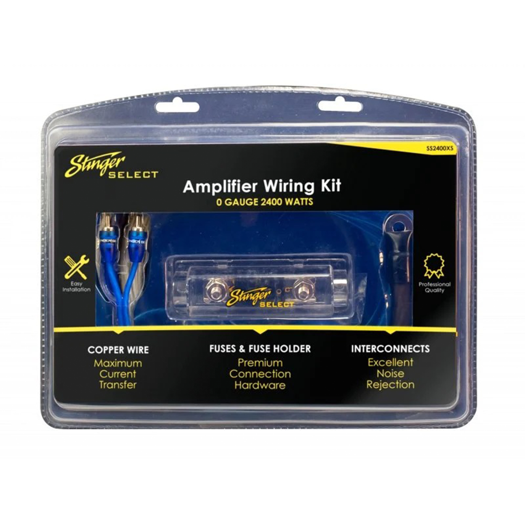 Stinger Select SS2400XS, Amp Kit w/ Blue Twisted RCA and ANL Fuse - 2400W