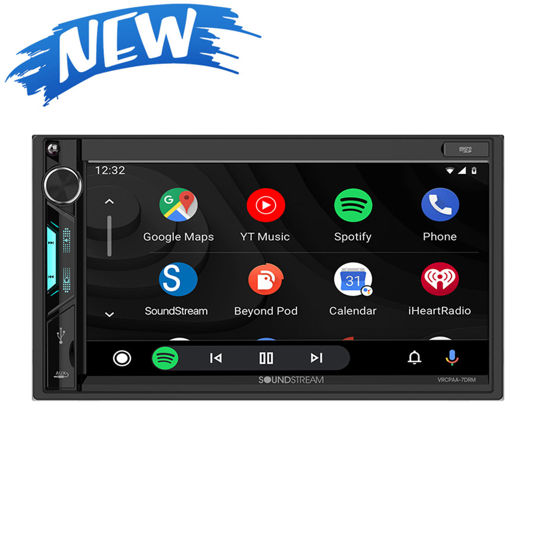Soundstream VRCPAA-7DRM, 7" Double DIN Digital Multimedia Receiver w/ Apple CarPlay & Android Auto (Does Not Play CDs)