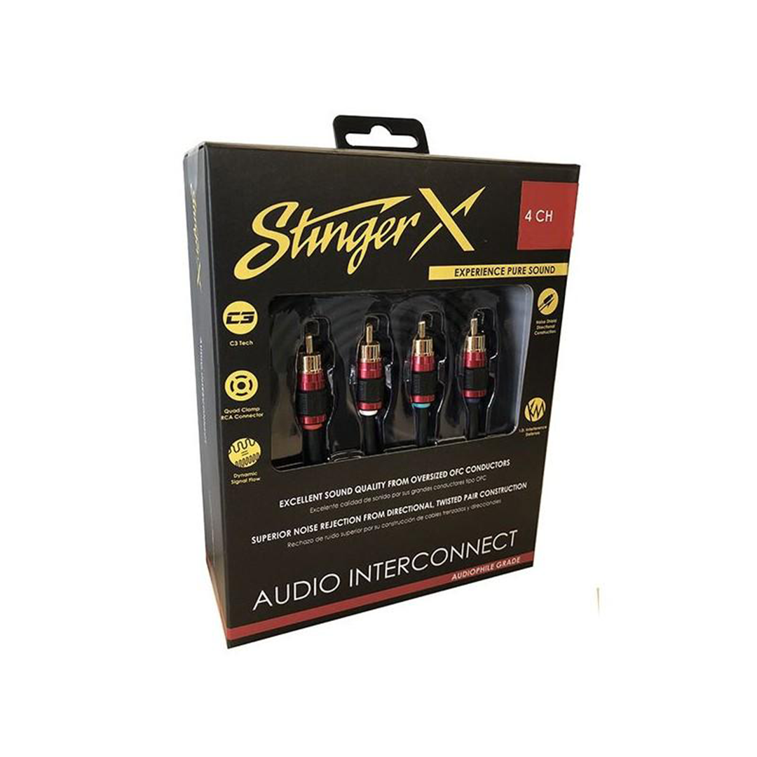 Stinger XI2412, X2 Series 4 Channel Double Shielded Directional Twisted Pair Interconnect - 12 Feet