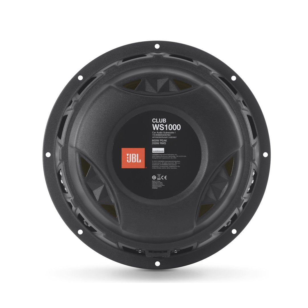 JBL JBLCLUBWS1000BLK, Club Series 10" Shallow Mount 2 Ohm or 4 Ohm Car Subwoofer w/SSIª