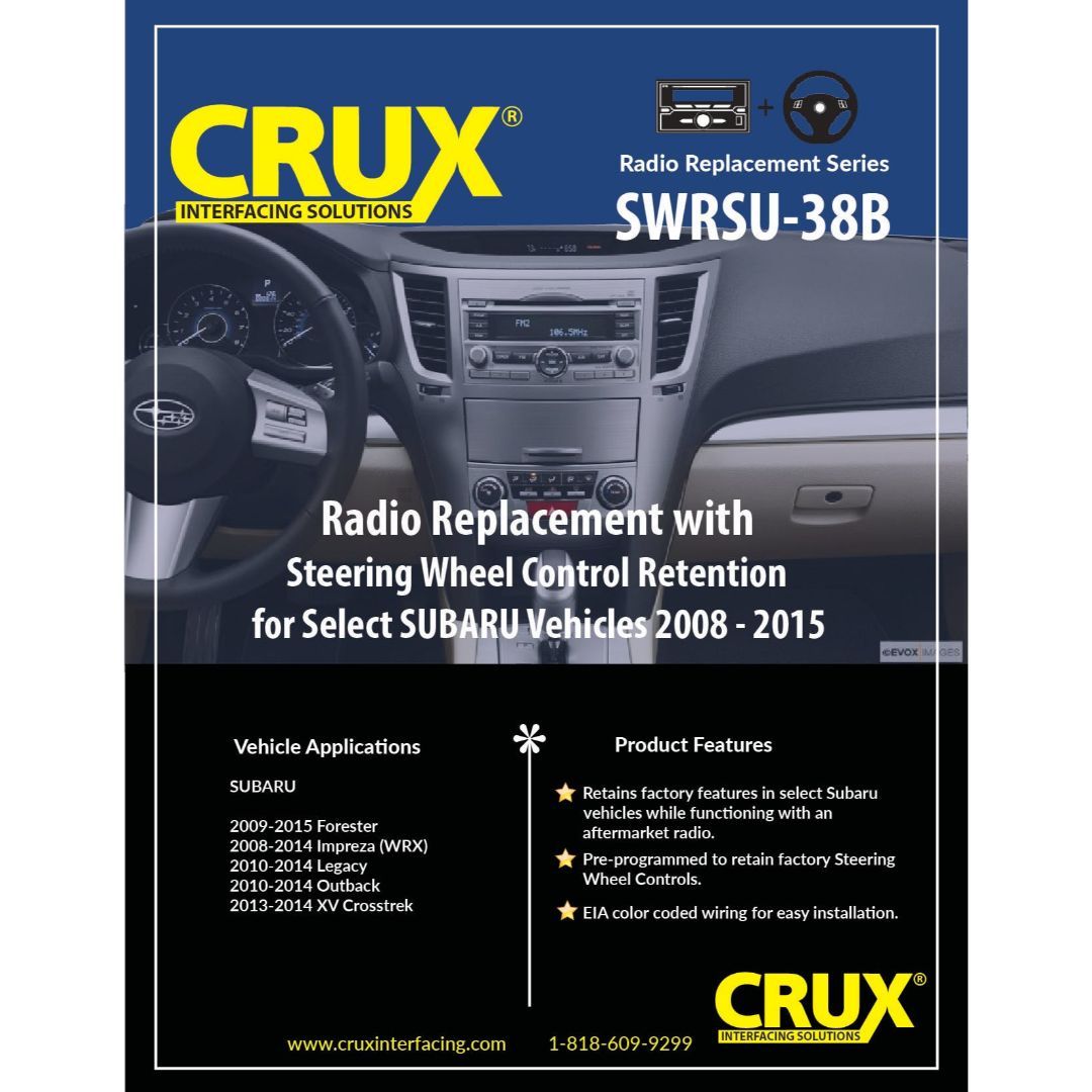 Crux SWRSU-38B, Radio Replacement for Subaru Vehicles - Retains factory USB and AV Input