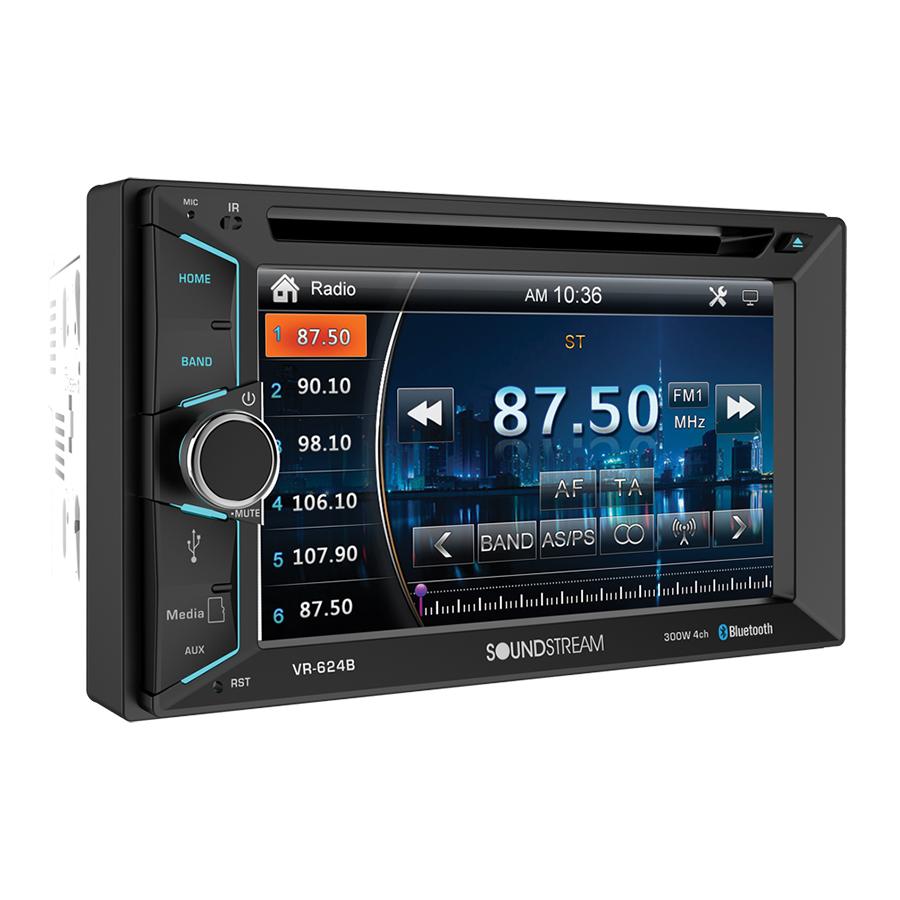 Soundstream VR-624B, 2-DIN AptiX Source Unit w/ Bluetooth, & 6.2" LCD