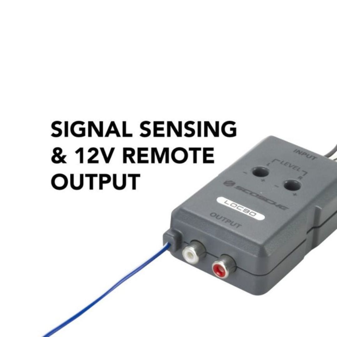 Scosche LOC90, 2Ch Line Output Converter w/ Remote Level Control And Signal Sensing +12V Remote Output