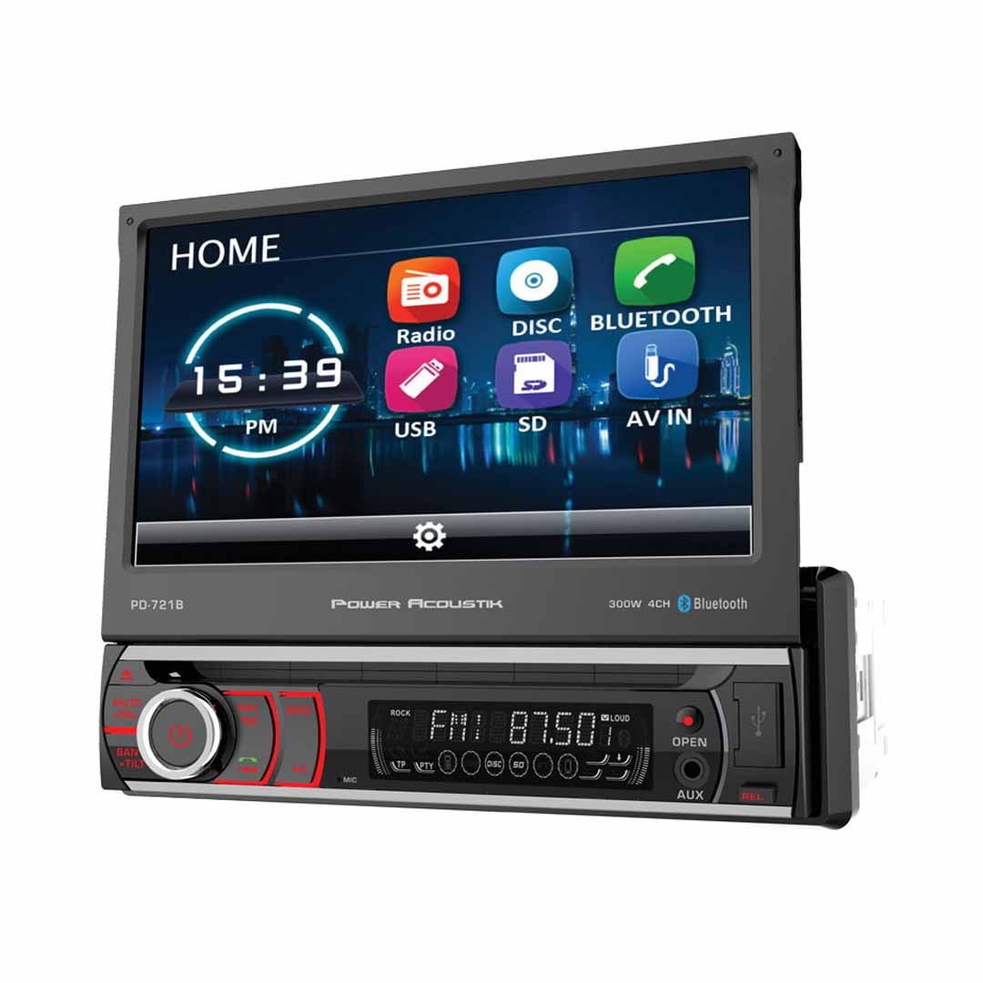 Power Acoustik PD-721B, 1-DIN Incite Source Unit w/ Bluetooth & 7" LCD