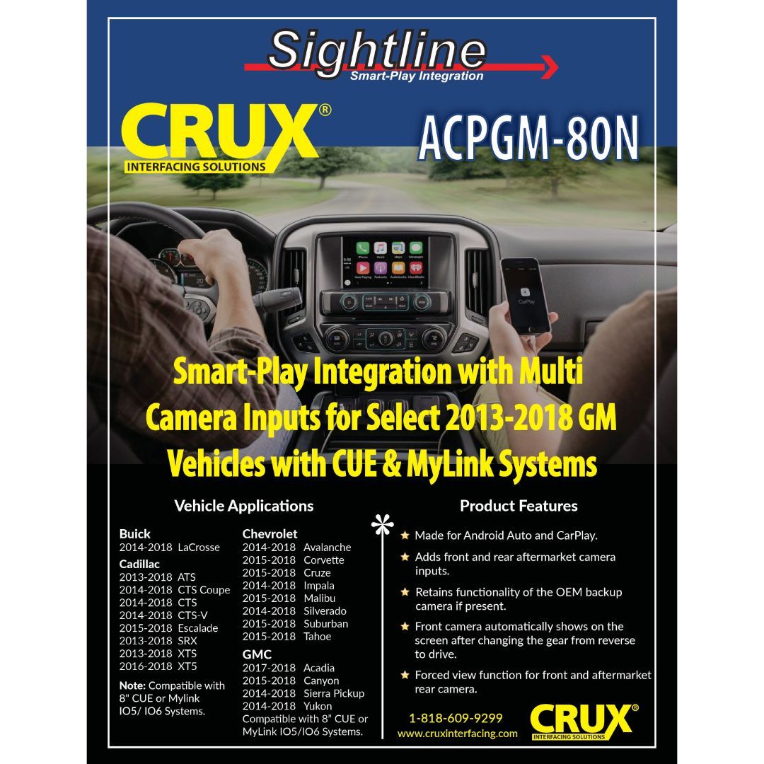 Crux ACPGM-80N, Smart-Play Smartphone Integration Smart-Play Integration for select GM vehicles with 8" CUE and Mylink radios