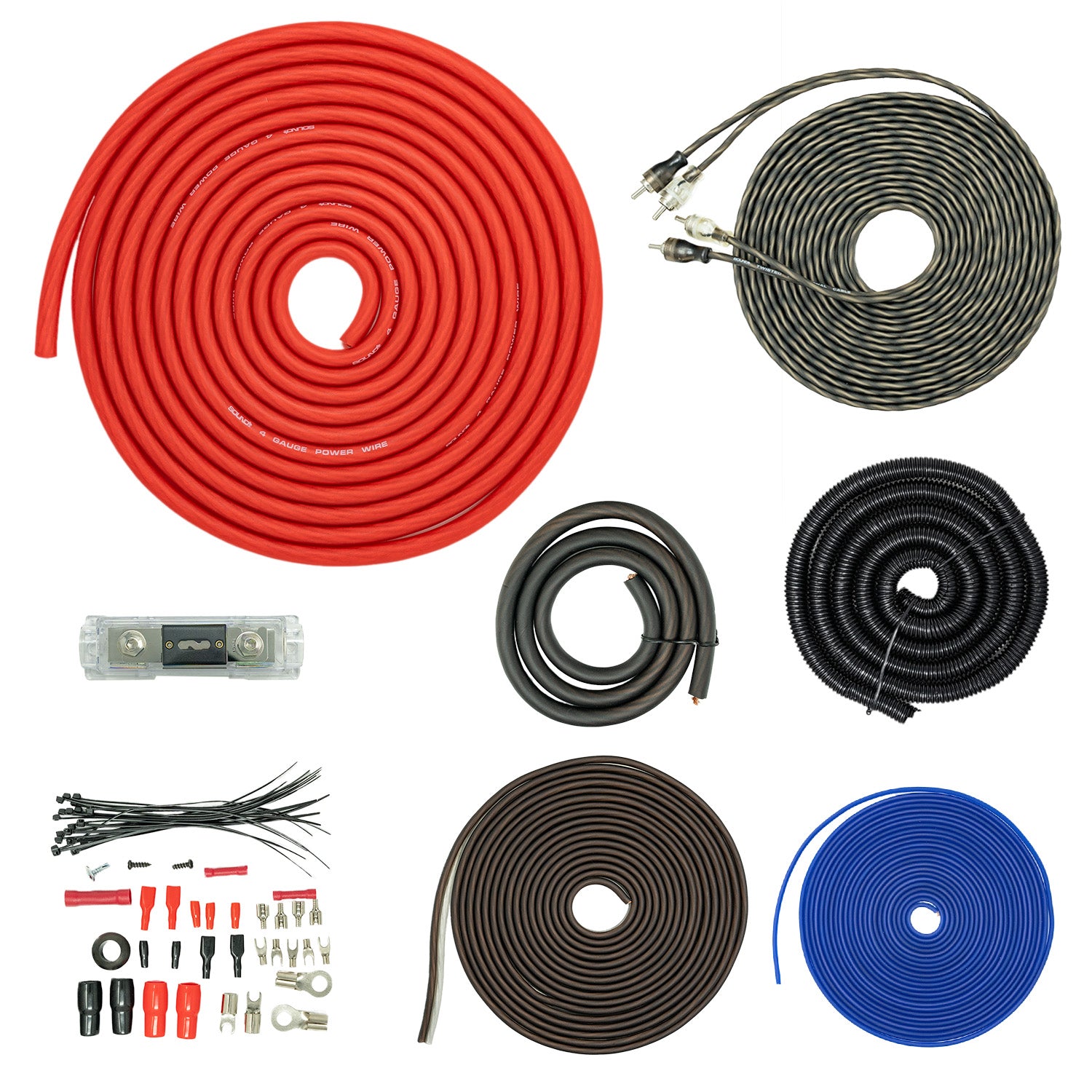 SoundBox T4AW-R, 4 Gauge Amp Kit Complete Amplifier Install Wiring Cable - 4500W