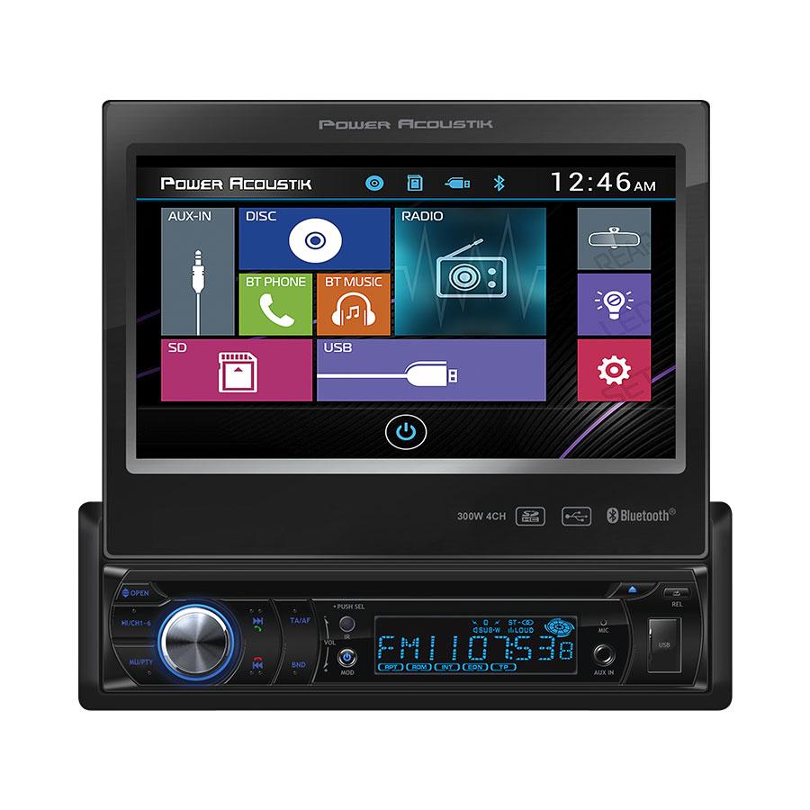 Power Acoustik PD-724B , 1-DIN Source Unit w/ Bluetooth & Motorized 7" LCD