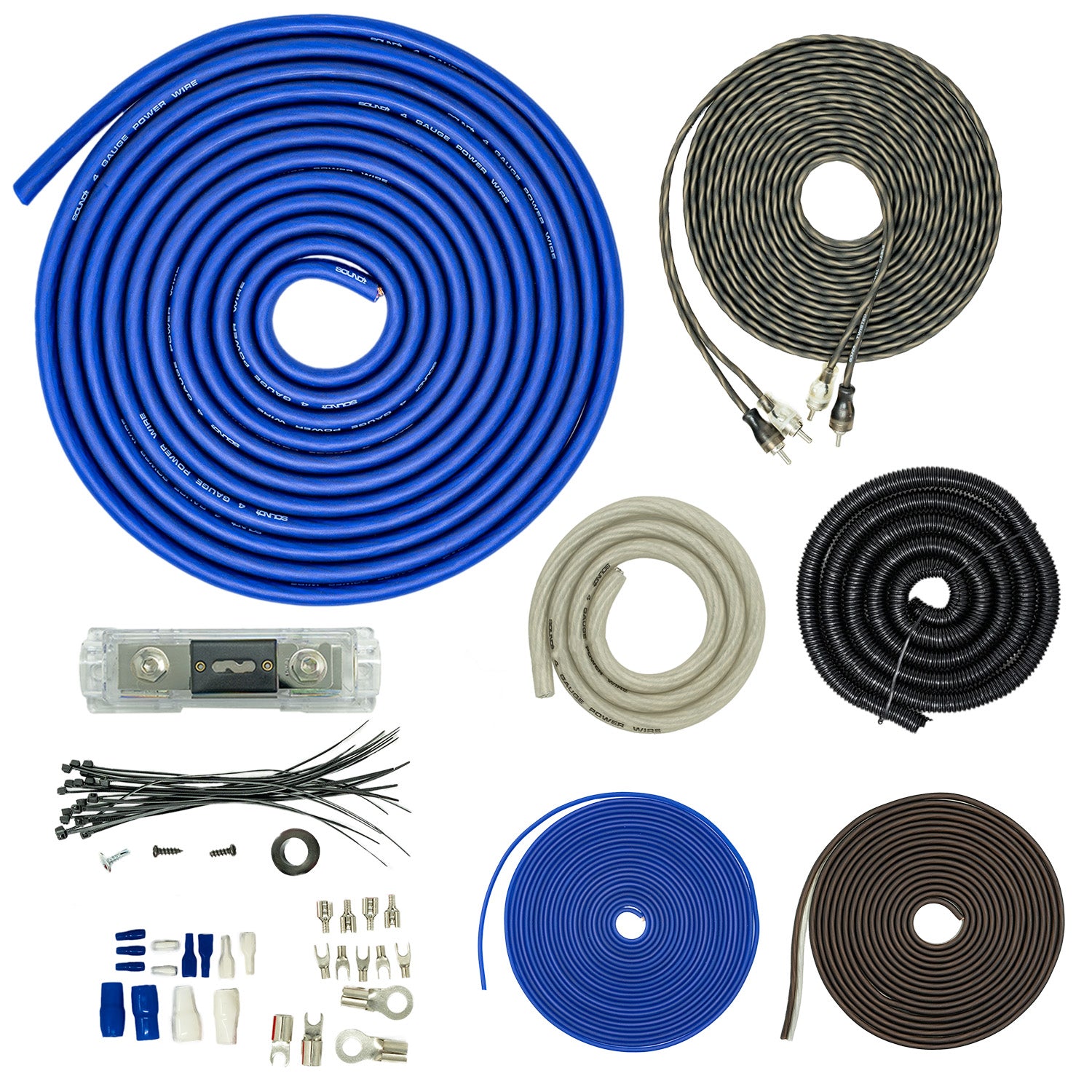 SoundBox T4AW-B, 4 Gauge Amp Kit Complete Amplifier Install Wiring Cable - 4500W