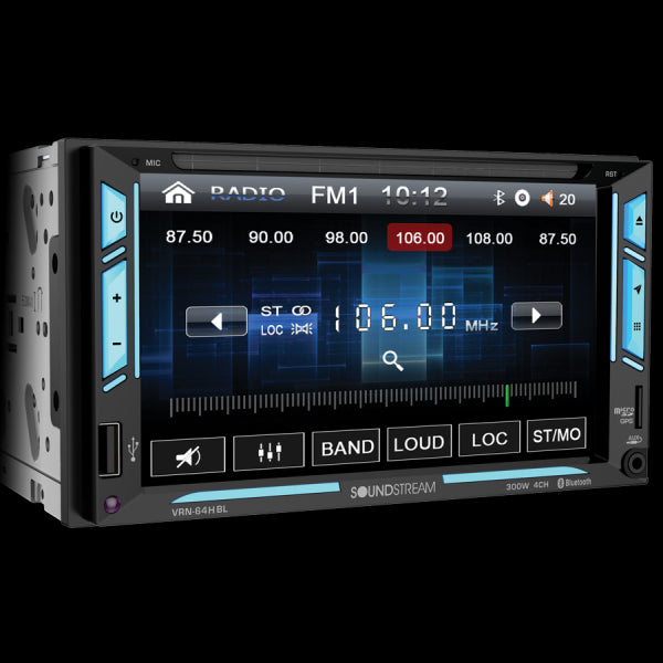 Soundstream VR-64HBL, 2-DIN AptiX Source Unit w/ PhoneLink, Bluetooth, & 6.2" LCD, RGB Light Strips