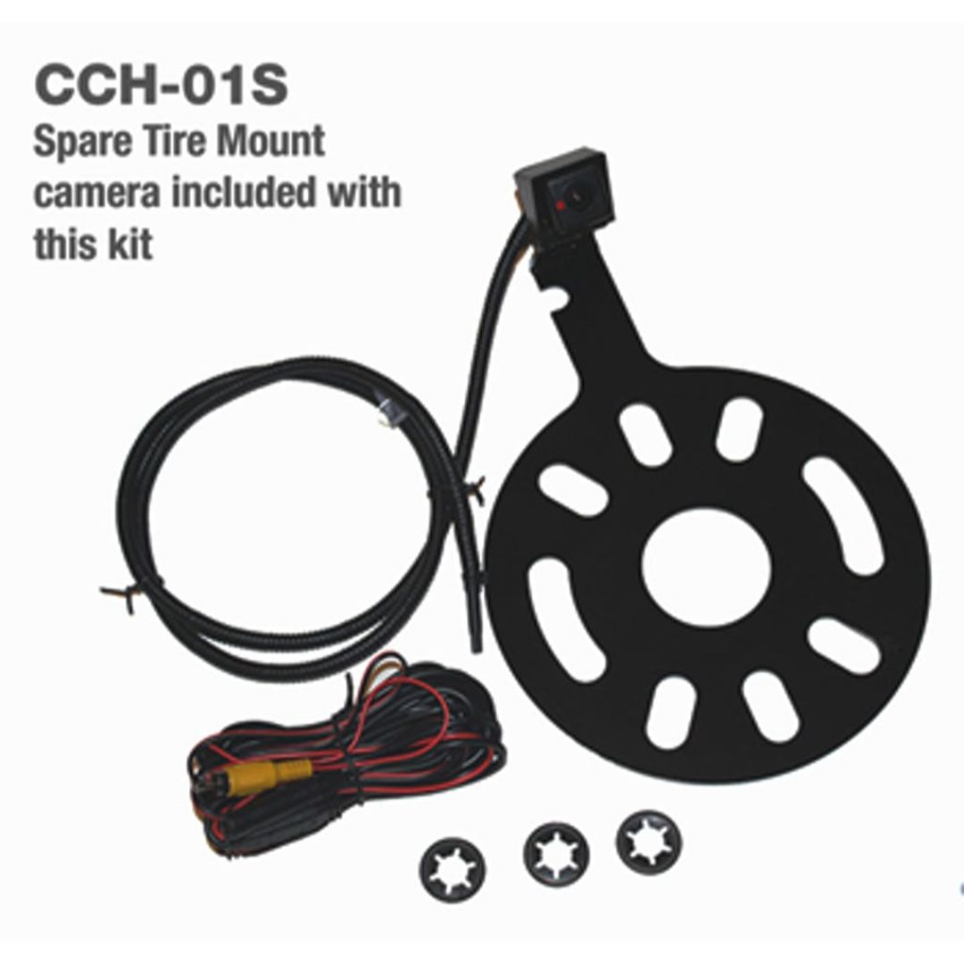 Crux RVCCH-75WT, Rear-View & VIM Integration with Spare Tire Mount Camera For Jeep Wrangler