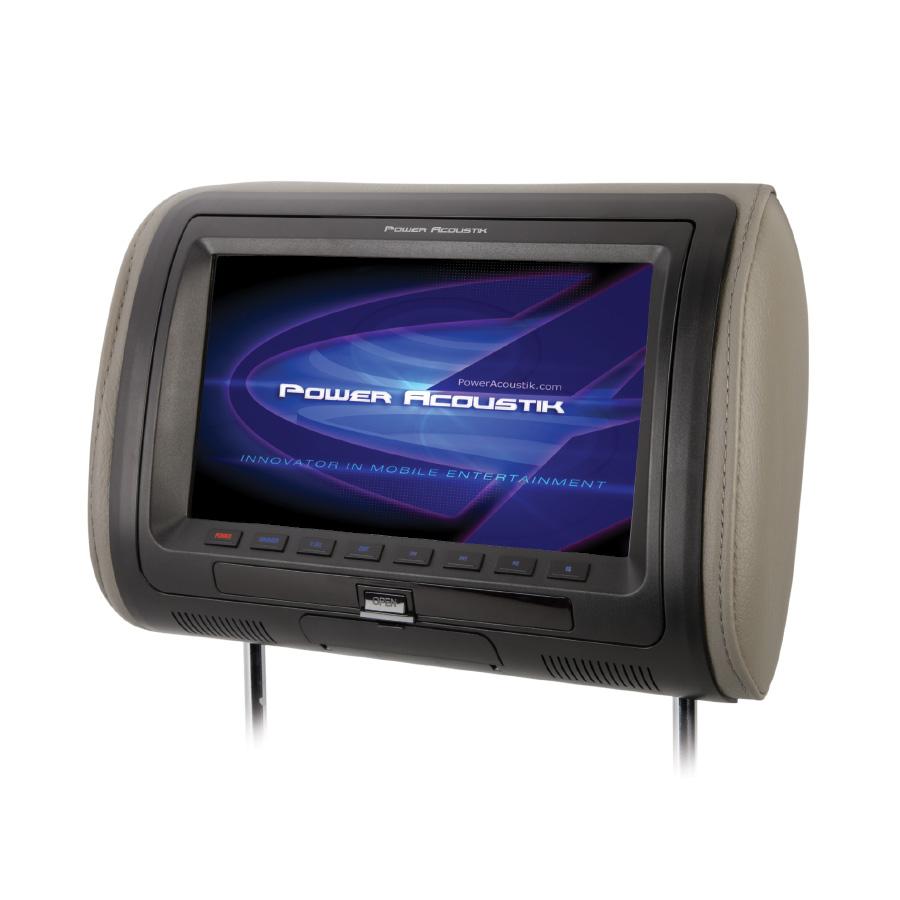 Power Acoustik HDVD-71CC , 7" Universal DVD Headrest w/USB/Aux, 3 Color Changeable