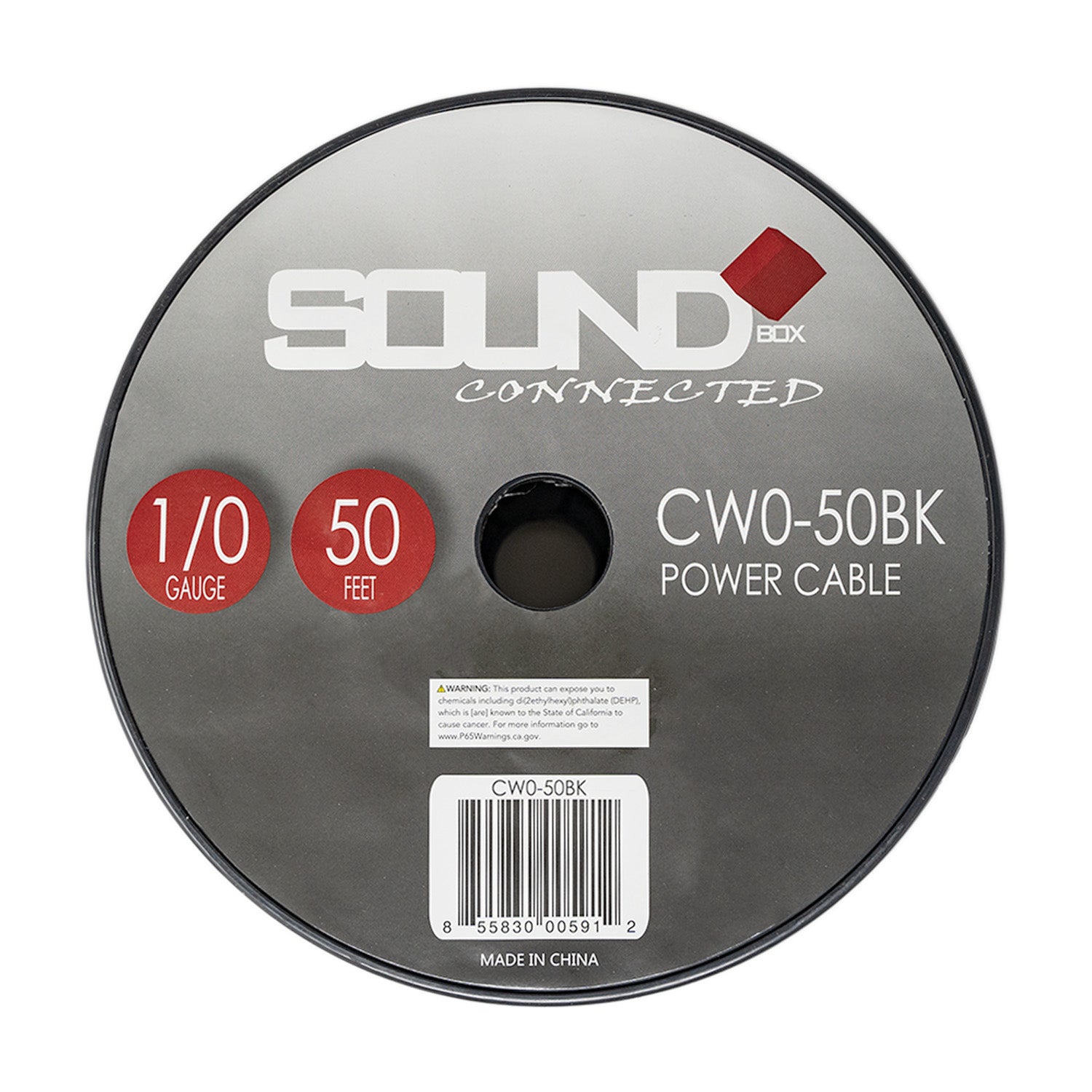 SoundBox CW0-50BK, 0 Gauge 50 Ft. Amplifier Power / Ground Wire Spool, Black