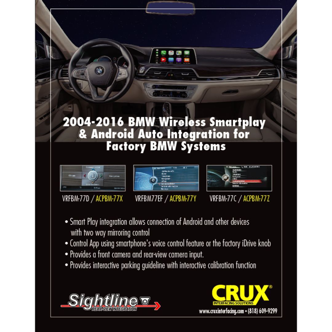 Crux ACPBM-77Z, Smart-Play Integration for Select F-Series BMW Vehicles with NBT Navigation Systems and 6 pin LVDS connector