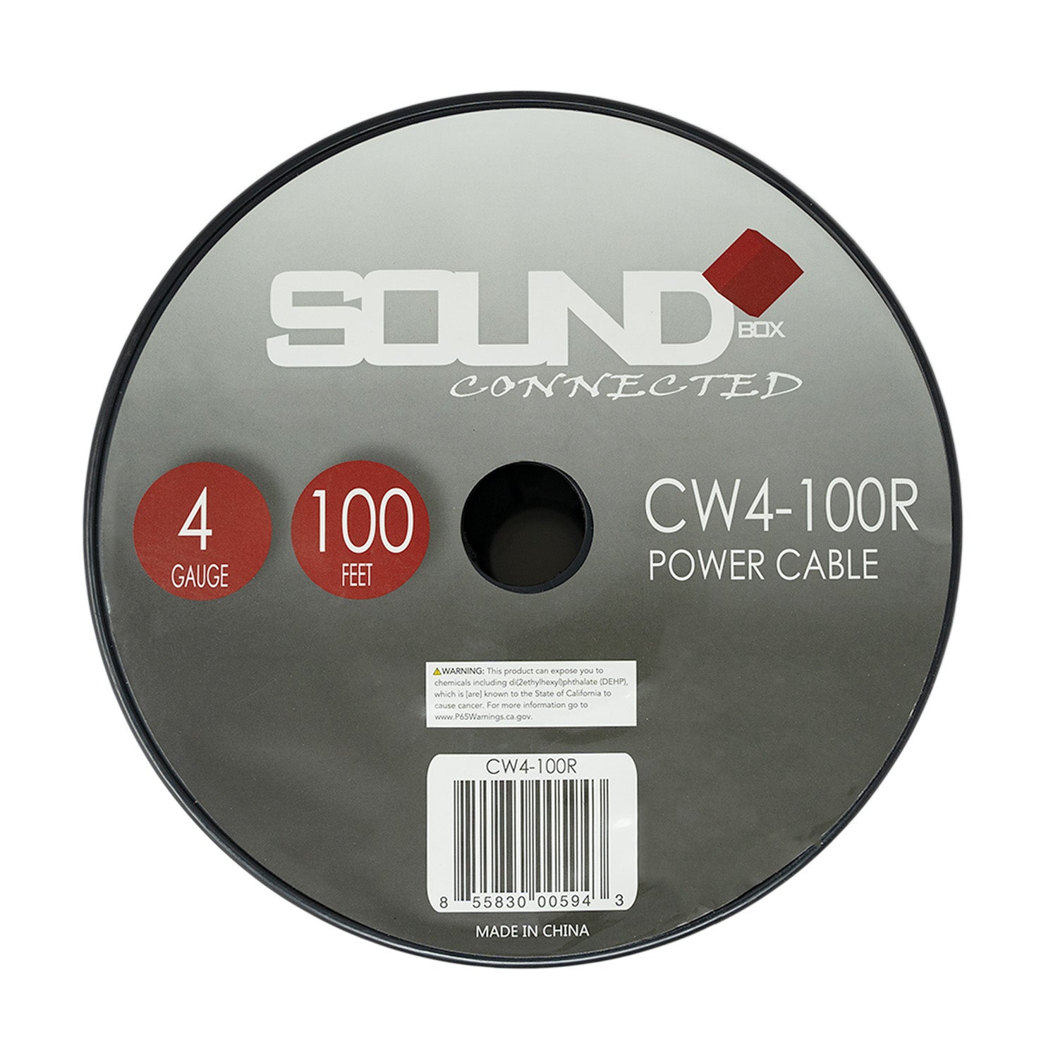 SoundBox CW4-100R, 4 Gauge 100 Ft. Amplifier Power / Ground Wire Spool, Red