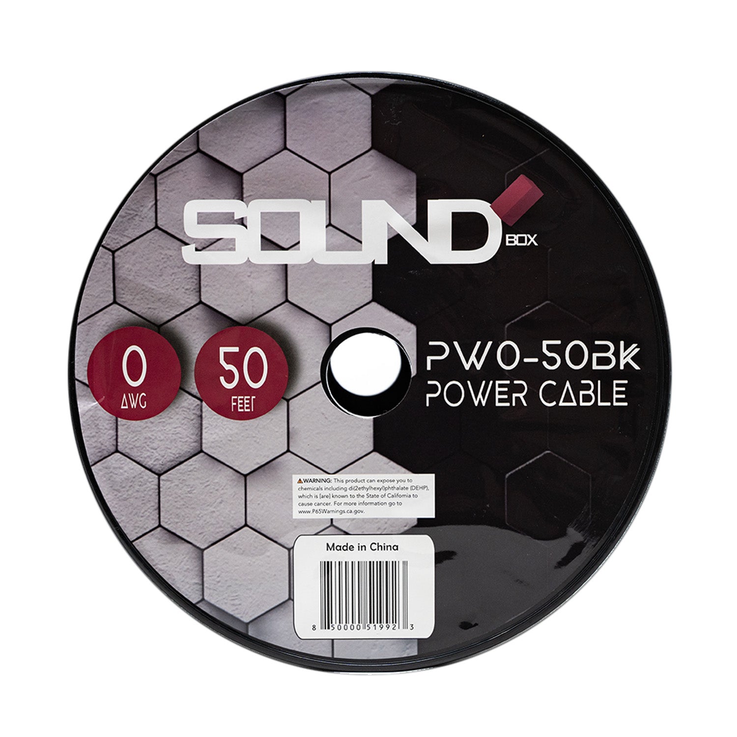 SoundBox PW0-50BK, 0 Gauge 50 Ft. OFC Copper Amplifier Power / Ground Wire Spool, Black