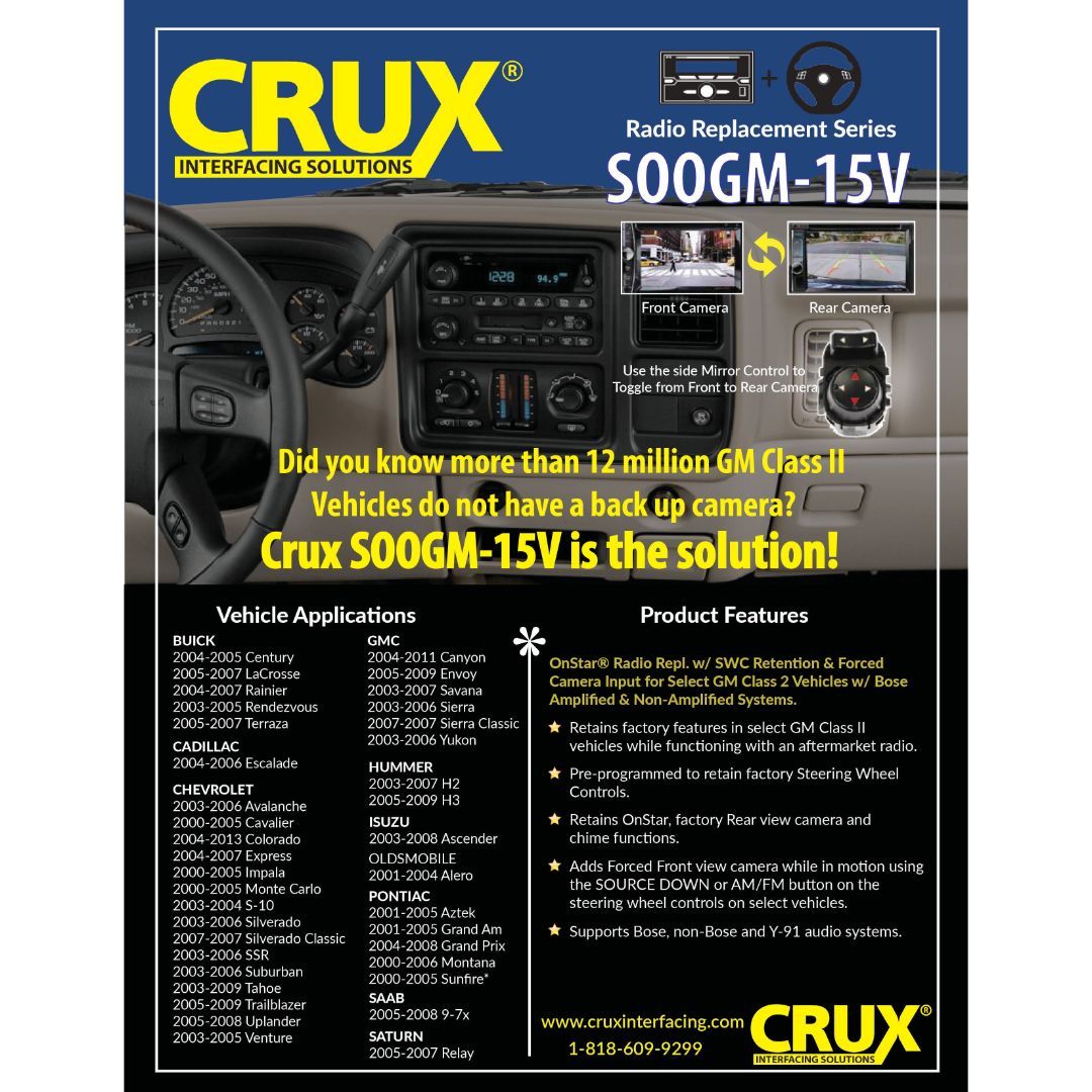 Crux SOOGM-15V, OnStar® Radio Replacement Interface for GM Class II Vehicles with SWC & Video Switcher