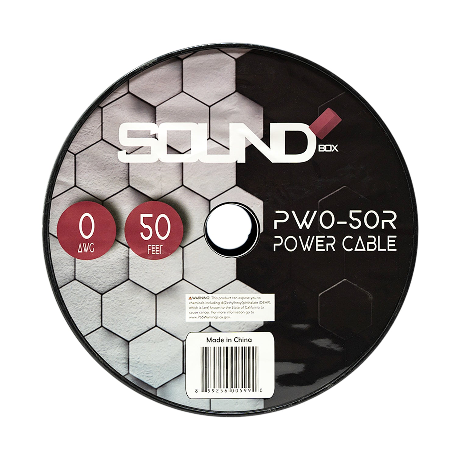 SoundBox PW0-50R, 0 Gauge 50 Ft. OFC Copper Amplifier Power / Ground Wire Spool, Red