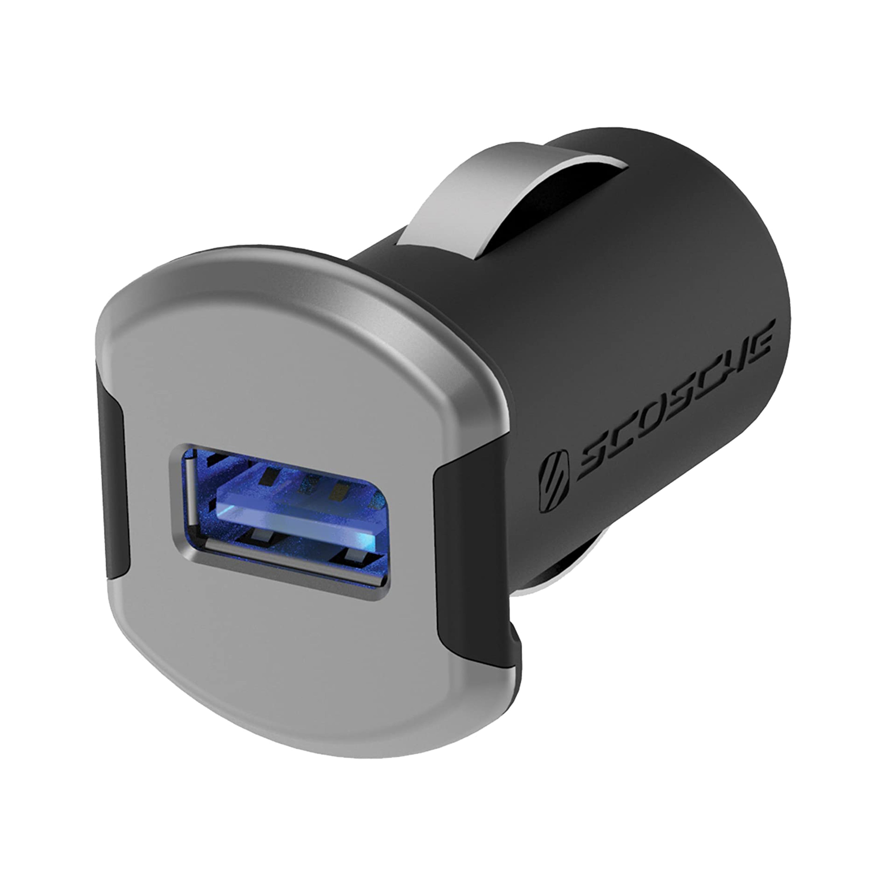 Scosche USBC121MSG, 12W USB Car Charger w/ Illuminated USB Port (Black/Space Gray)