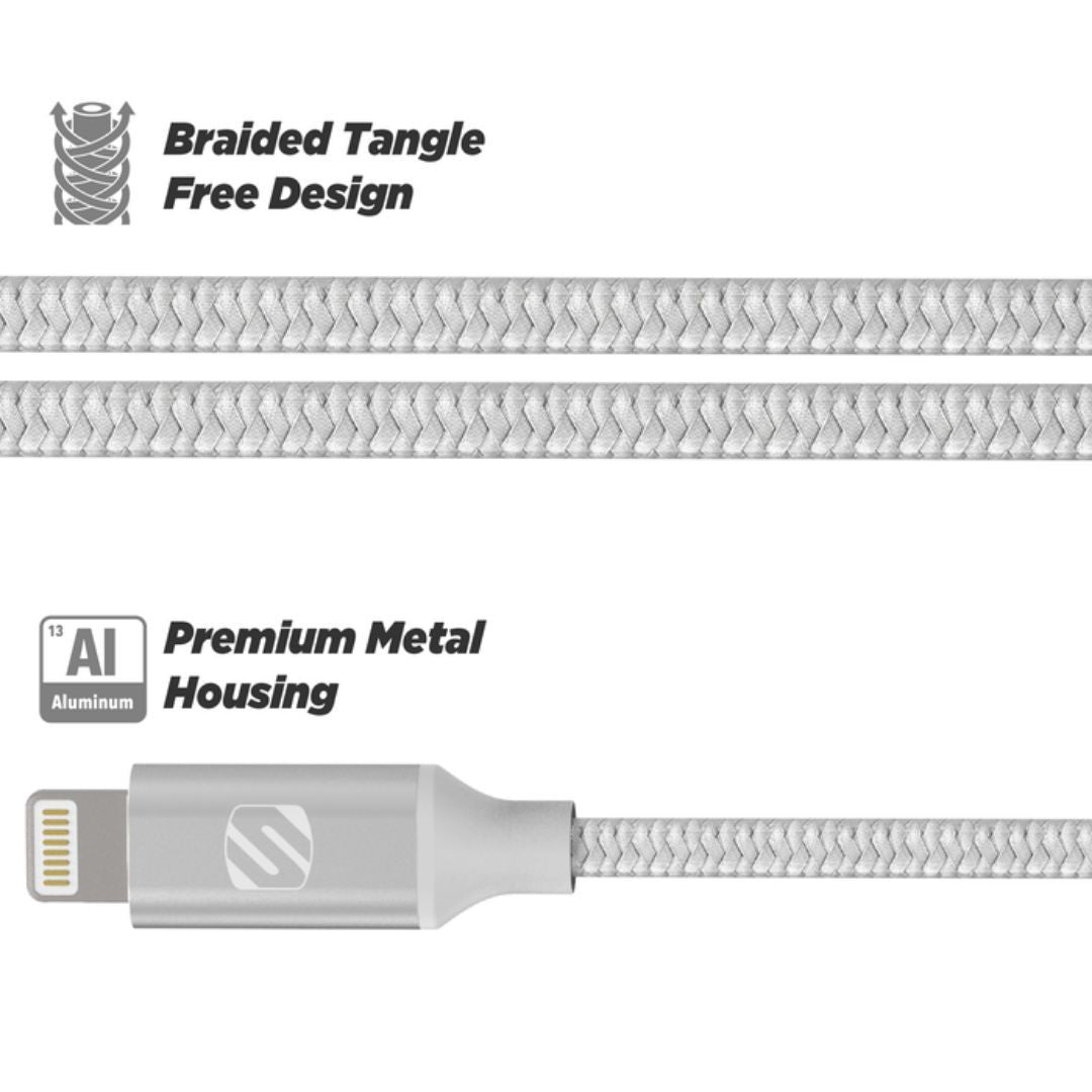 Scosche CCB4SR-SP, USB C to C Braided 4 Foot (Silver)